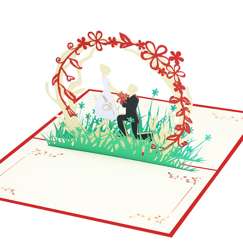3D iššokantis vestuvių kvietimas Pasiūlykite santuoką Valentino dienai, padėkos sužadėtuvėms, gimtadienio dovanų atvirukas