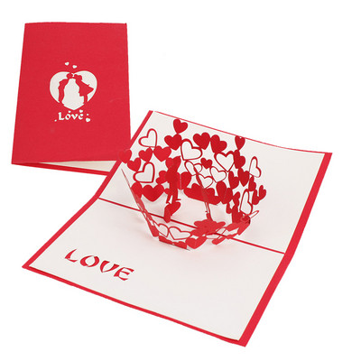 Saldi meilė 3D iššokantis sveikinimo atvirukas su voku Valentino dienos žmona mergina, vestuvių kvietimas, gimtadienio dovana