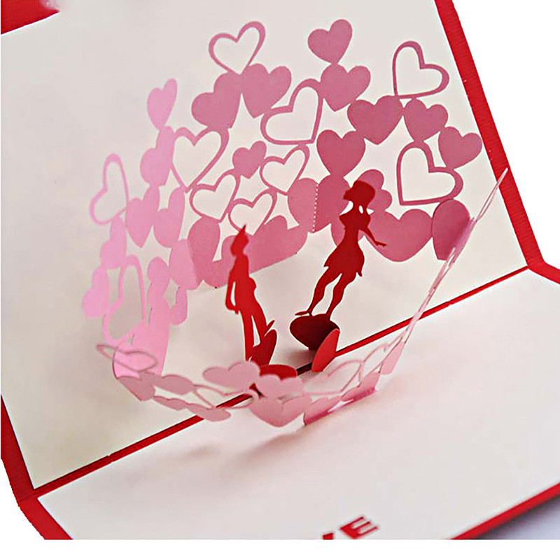 Saldi meilė 3D iššokantis sveikinimo atvirukas su voku Valentino dienos žmona mergina, vestuvių kvietimas, gimtadienio dovana