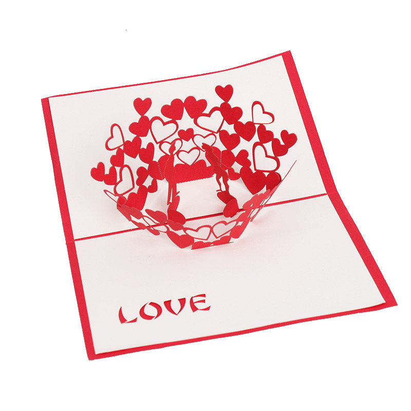 Saldi meilė 3D iššokantis sveikinimo atvirukas su voku Valentino dienos žmona mergina, vestuvių kvietimas, gimtadienio dovana