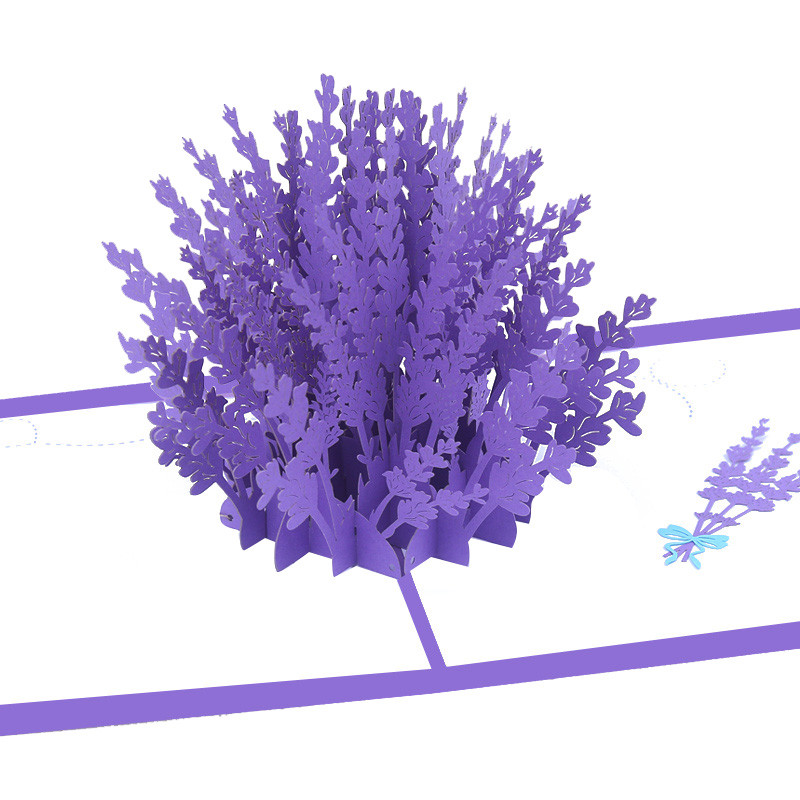 Levandų 3D iššokantis sveikinimo atvirukas Valentino dienos gėlių vaza Vestuvių kvietimas Žmonos draugės jubiliejaus gimtadienio dovana