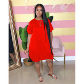 Modes lielizmēra sieviešu apģērbi 3xl 4xl 5xl vienkrāsaini ikdienas apaļa apkakle ar īsām piedurknēm brīvas kleitas vairumtirdzniecība dropshipping