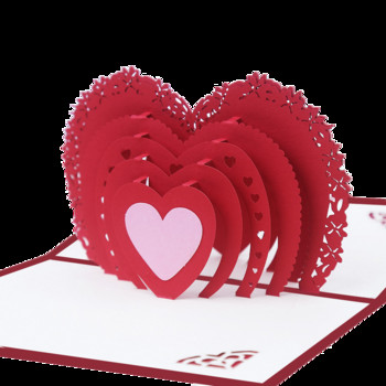 Истинска любов 3D изскачаща поздравителна картичка за Свети Валентин Съпруга Приятелка Годишнина Годишна Покана за сватба Подарък за рожден ден