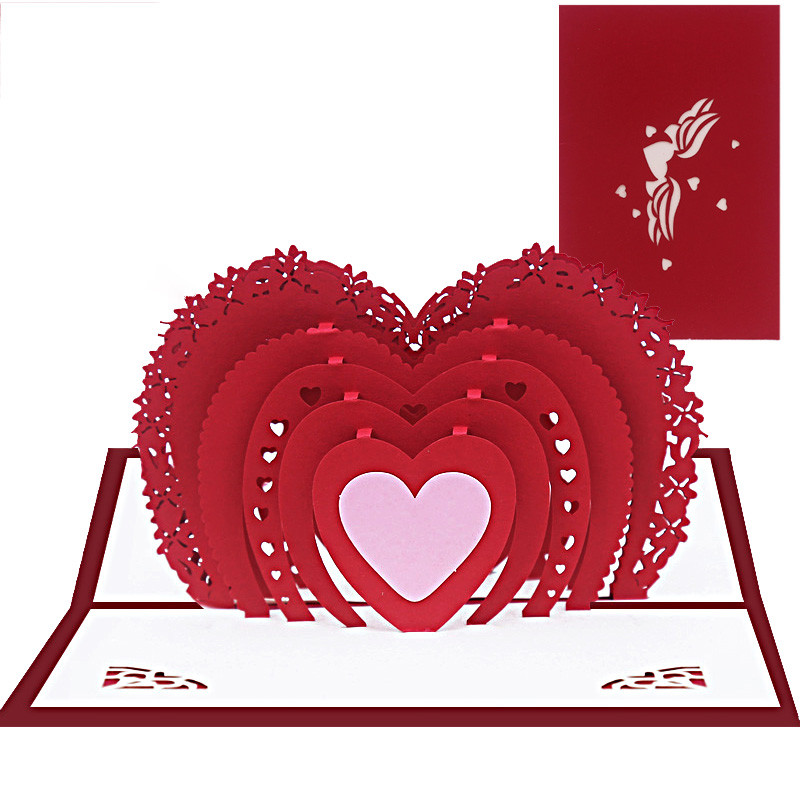 Patiesa mīlestība 3D uznirstoša apsveikuma kartīte Valentīndienas sievai, draudzenes saderināšanās gadadienai, kāzu ielūgums dzimšanas dienas dāvana