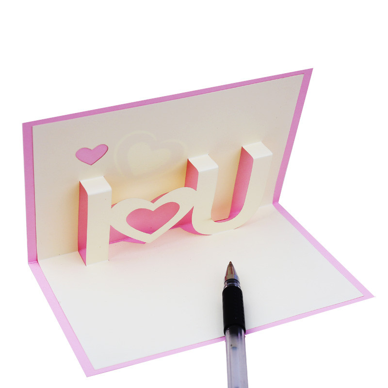 Szeretlek 3D felugró üdvözlőlap Valentin-napi feleség barátnő esküvői meghívó születésnapi születésnapi kívánságok ajándék képeslap