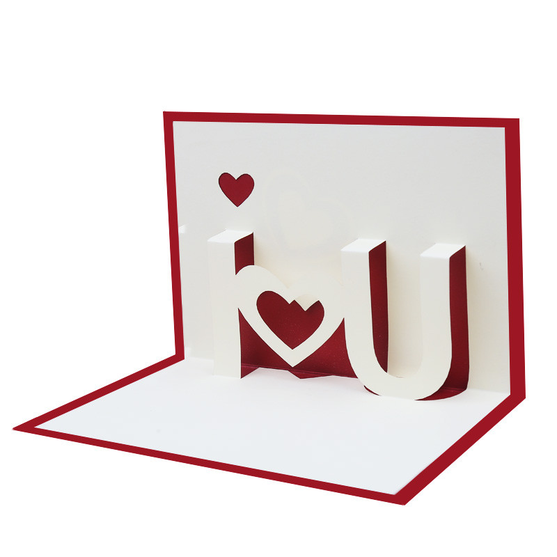 Szeretlek 3D felugró üdvözlőlap Valentin-napi feleség barátnő esküvői meghívó születésnapi születésnapi kívánságok ajándék képeslap
