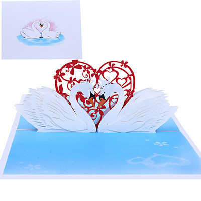 Hattyúk szerelmesei 3D felugró üdvözlőlap Valentin-napi feleségnek, barátnőnek, esküvői meghívónak születésnapi születésnapi ajándék személyre szabott