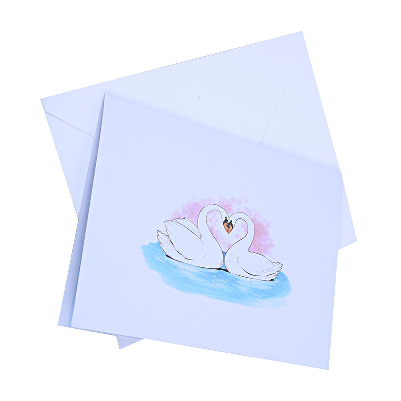 Swan Lovers 3D Pop Up ευχετήρια κάρτα για την Ημέρα του Αγίου Βαλεντίνου Πρόσκληση γάμου σύζυγος φίλη Δώρο γενεθλίων επετείου Προσαρμοσμένο