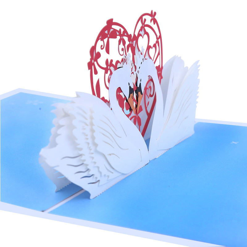 Swan Lovers 3D Pop Up ευχετήρια κάρτα για την Ημέρα του Αγίου Βαλεντίνου Πρόσκληση γάμου σύζυγος φίλη Δώρο γενεθλίων επετείου Προσαρμοσμένο