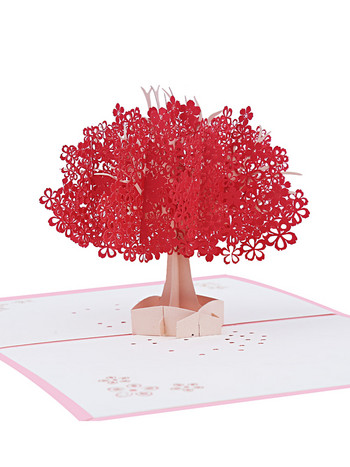 3D Sakura Cherry Blossom Pop Up Поздравителна картичка Свети Валентин Благодарствени картички Покана за сватба Двойка Съпруга Подаръци за годишнина