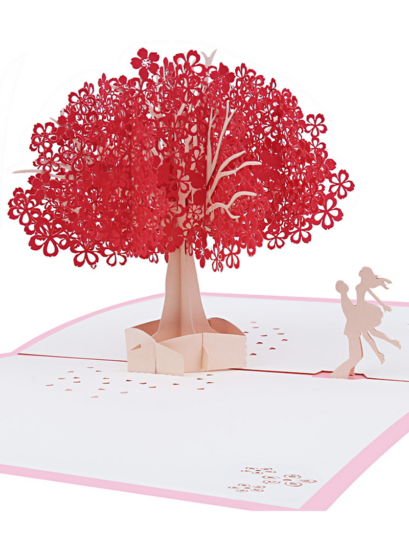 3D sakuras ķiršu zieds uznirstoša apsveikuma kartīte Valentīna dienai pateicības kartītes Kāzu ielūgumi pāriem sievas jubilejas dāvanas