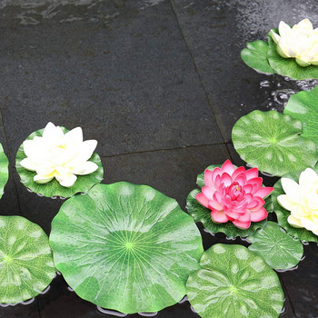 Опаковка от 9 бр. Изкуствена плаваща пяна, листа от лотос, подложки от водна лилия, орнаменти, зелено