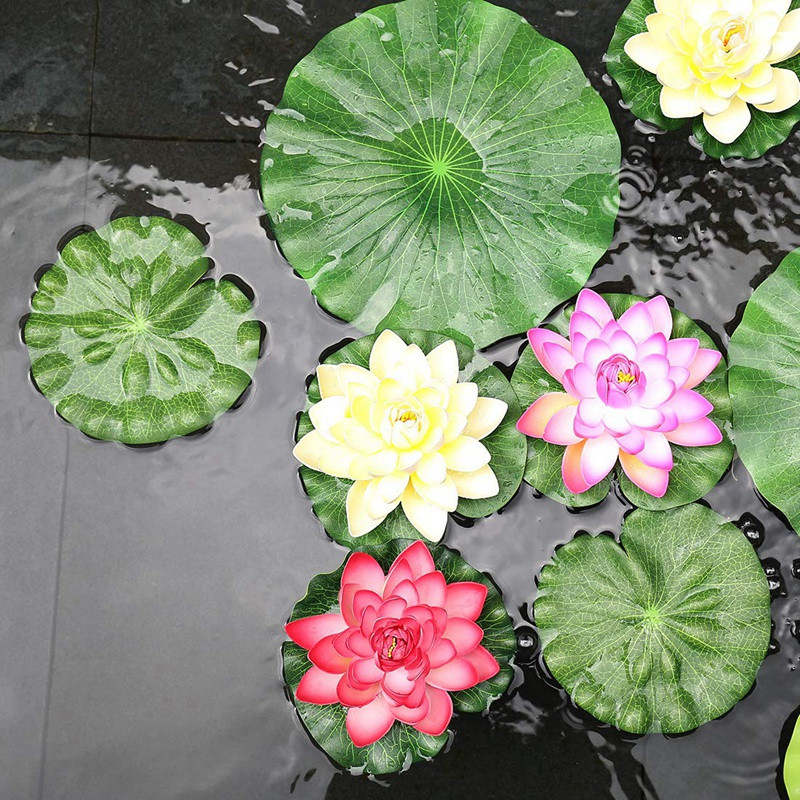 Πακέτο 9 τεχνητού πλωτού αφρού Φύλλα Lotus Water Lily Στολίδια Πράσινα