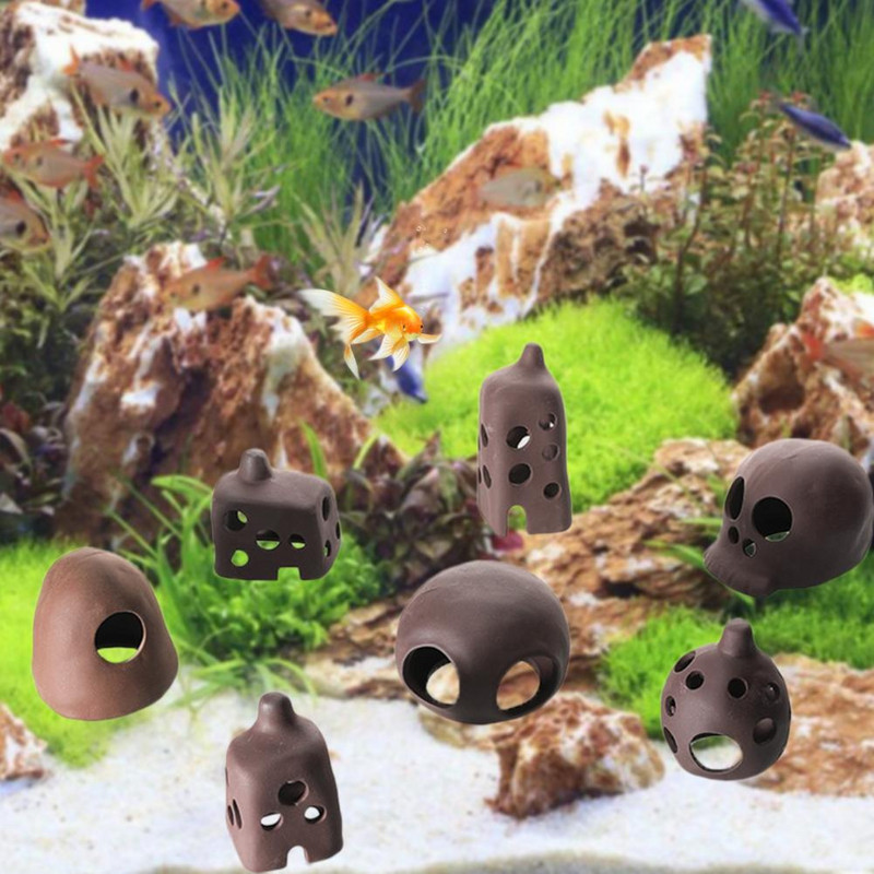 Videi draudzīga akvārija nojume Vienkārša uzstādīšana zemūdens slēpšanās alas akvārija ainavas dekorēšana