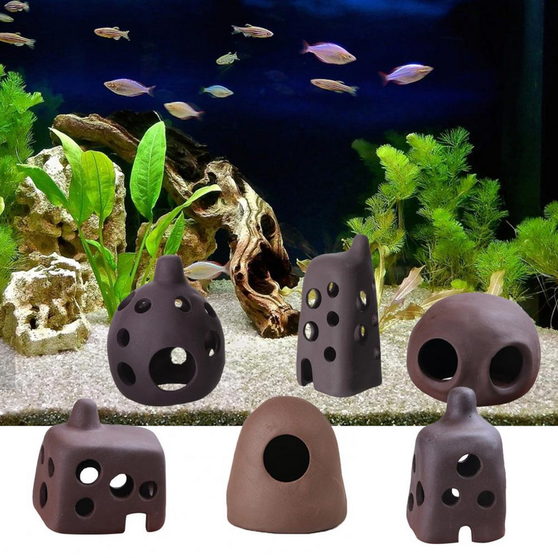 Videi draudzīga akvārija nojume Vienkārša uzstādīšana zemūdens slēpšanās alas akvārija ainavas dekorēšana