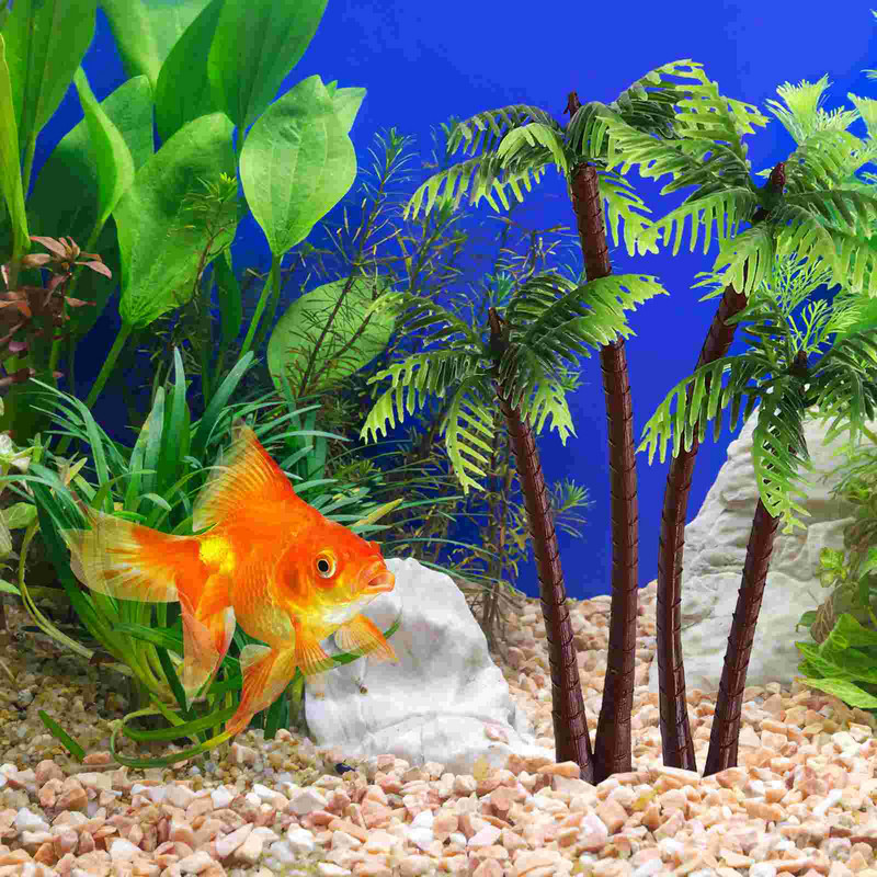 Akvārija koka kokosriekstu palmu dekors Miniatūras amatniecības pludmales piederumi