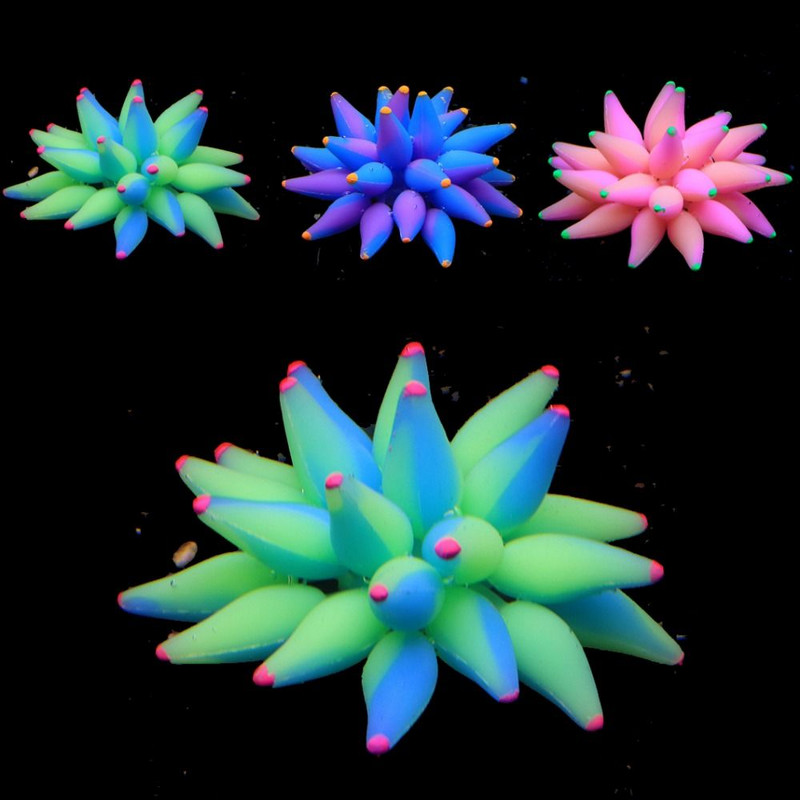 Φυσαλίδα φθορισμού Coral Sea Urchin Simulation Πολύχρωμο μαλακό ενυδρείο Coral μαλακή σιλικόνη Φωτεινή διακόσμηση ενυδρείου Sea Anemone
