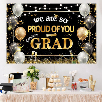 2023 Νέο Μαύρο Χρυσό Congratulate Graduation Gifts Backdration Τσάντα Graduate Decor πάρτι Προμήθειες Επετειακό σκηνικό Grad διακόσμηση