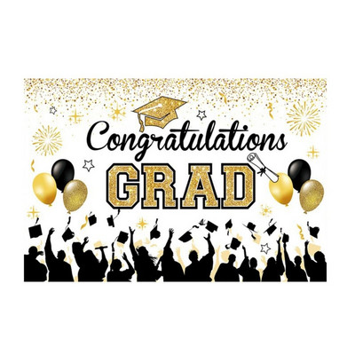 2023 m. Naujas juodas auksinis sveikinimų baigimo fonas Dovanų krepšys Abiturientų vakarėlio dekoravimo reikmenys Jubiliejui skirtas fonas Grad dekoras