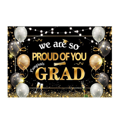 2023 m. Naujas juodas auksinis sveikinimų baigimo fonas Dovanų krepšys Abiturientų vakarėlio dekoravimo reikmenys Jubiliejui skirtas fonas Grad dekoras