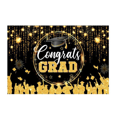 2023 m. Naujas juodas auksinis sveikinimų baigimo fonas Dovanų krepšys Abiturientų vakarėlio dekoravimo reikmenys Jubiliejui skirtas fonas Grad dekoras