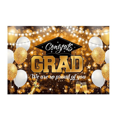 2023 m. Naujas juodas auksinis sveikinimų baigimo fonas Dovanų krepšys Abiturientų vakarėlio dekoravimo reikmenys Jubiliejui skirtas fonas Grad dekoras