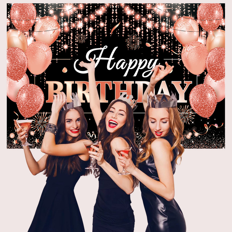Arany Boldog Születésnapi Party Háttér a Fényképhez Fekete Boldog születésnapot Dekoráció Felnőtteknek Születésnapi Háttér Háttér Évforduló Kellékek