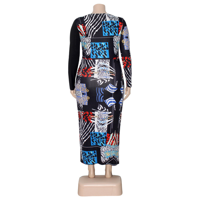 Liela izmēra sieviešu eleganta kleita ar raibiem apdrukām Apdrukāta ballīšu kleita 2022. gada rudenī ikdienišķs vakara halāts ar V kakla izgriezumu, sieviešu grezns dizainera audums