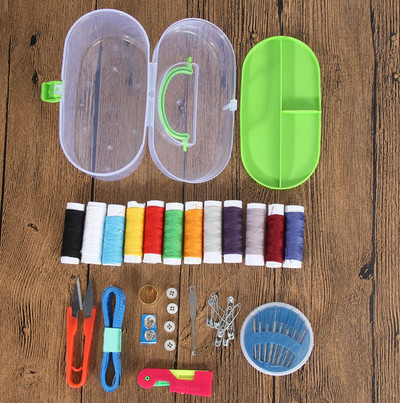 Nešiojama mini rankinė siuvimo mašina Kelioninė PP siuvimo dėžutės rinkinys, audinio audinys Patogus rankdarbių įrankis