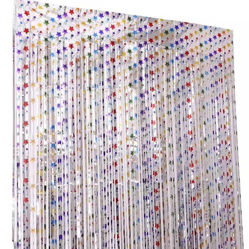 1 × 2m särav värviline meteoriididušš siidkardin jõulupidu sünnipäev baarifestivali tähistamine pulmade taustakaunistus