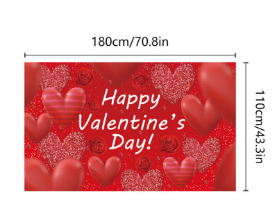 Valentin-napi dekorációs zászló Édes piros szerelem udvari háttér szövet 180-110 cm Esküvői szív dekoráció party kellékek