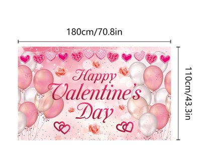 Valentin-napi dekorációs zászló Édes piros szerelem udvari háttér szövet 180-110 cm Esküvői szív dekoráció party kellékek