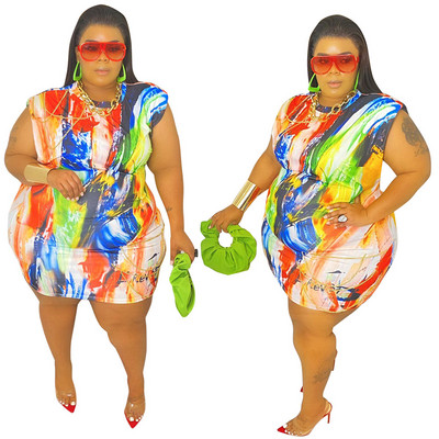 Suures suuruses naiste 5xl kleidid Lipsuga värvitud prinditud klubikleidid 2022. aasta suvepeol Elegantsed seelikud Daamide mood vabaaja hulgirõivad