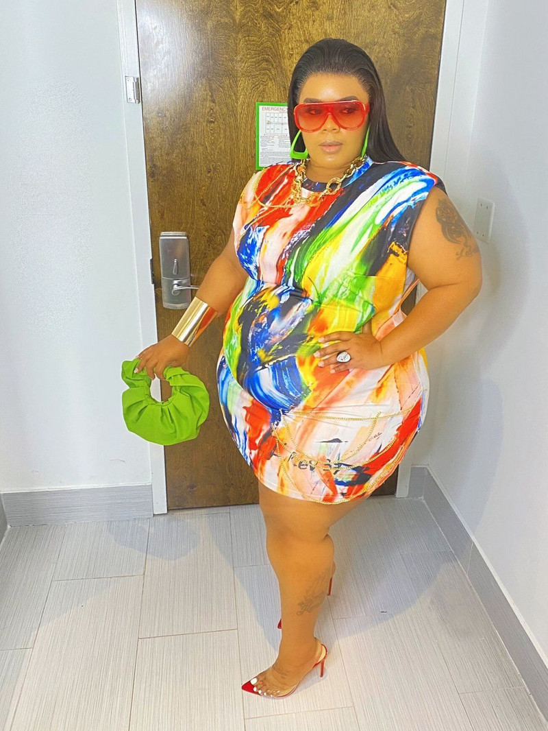 Suures suuruses naiste 5xl kleidid Lipsuga värvitud prinditud klubikleidid 2022. aasta suvepeol Elegantsed seelikud Daamide mood vabaaja hulgirõivad