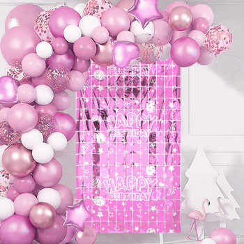 Ροζ χρυσό κουρτίνα βροχής φόντο Διακόσμηση γαμήλιου πάρτι γυαλιστερό σκηνικό τοίχου Πανί Διακόσμηση πάρτι γενεθλίων Φόντο τοίχου με πούλιες