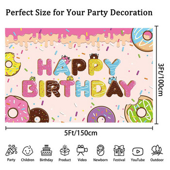 Θέμα ντόνατ Χρόνια πολλά για πάρτι φόντου Πανό Γενέθλια Πανό Φωτογραφία Διάταξη Διακόσμησης φόντου για πάρτι Candy