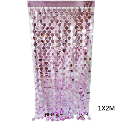 1x2M szív hátterű fólia talmi függöny esküvői születésnapi parti Valentin nap dekoráció flitter lézeres eső háttérfüggöny