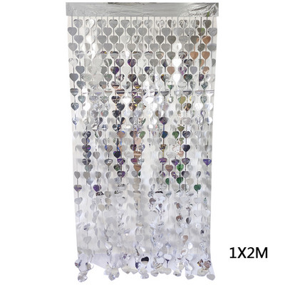 1x2M szív hátterű fólia talmi függöny esküvői születésnapi parti Valentin nap dekoráció flitter lézeres eső háttérfüggöny