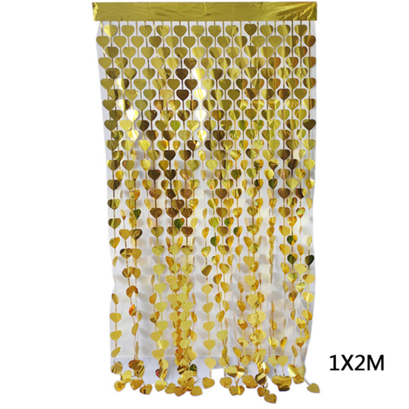 1x2M szív hátterű fólia talmi függöny esküvői születésnapi parti Valentin nap dekoráció flitter lézeres eső háttérfüggöny