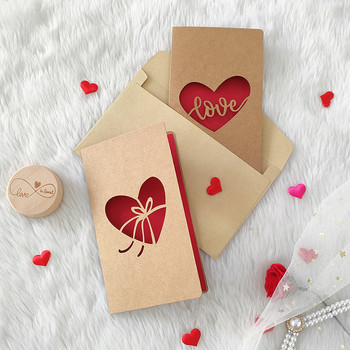 Картички Подарък за Свети Валентин Пощенски картички с любовно сърце Покана за сватба Поздравителни картички Крафт плик Годишнина Консумативи за изповед