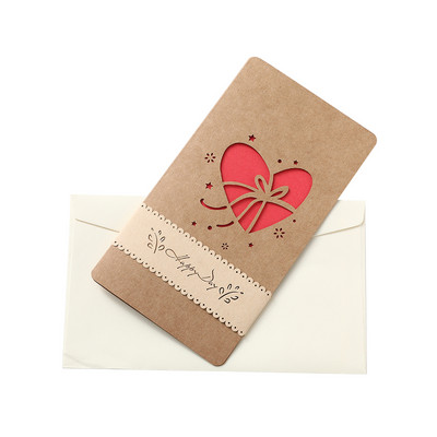 Kártyák Valentin-napra Ajándék Szerelem Szív Képeslapok Esküvői Meghívók Üdvözlőlapok Kraft boríték Évfordulós Gyónási Kellékek