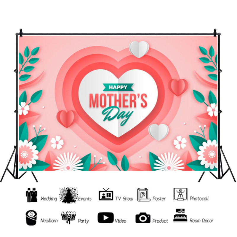 Boldog anyák napi buli Hátterek Szerelem szív virág Fényképanyag Fényképezés Háttér kendő családi fali dekorációhoz