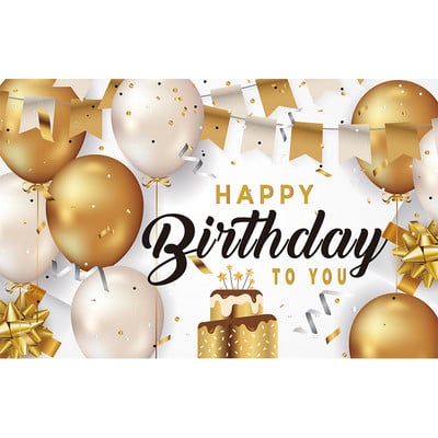 Születésnapi parti dekoráció Születésnapi háttér zászló fekete és arany léggömb dekoráció háttér textil party zászló dekoráció