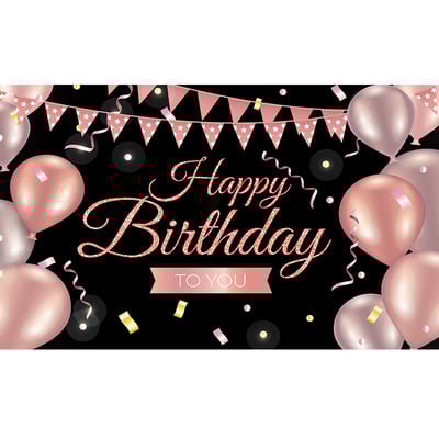 Születésnapi parti dekoráció Születésnapi háttér zászló fekete és arany léggömb dekoráció háttér textil party zászló dekoráció
