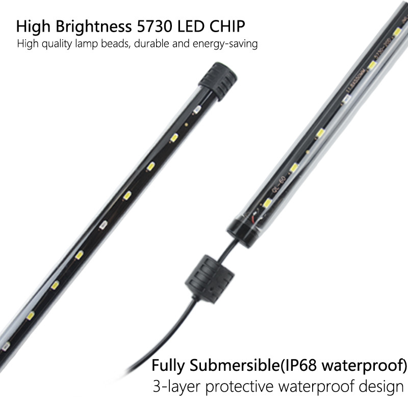 Ενυδρείο Φωτιστικό LED Φωτιστικό φυτών Grow Αδιάβροχο Φως Δεξαμενής Ψαριών 18-58CM Υποβρύχια Ενυδρεία Διακόσμηση Φωτισμός 220-240V 5730τσιπ
