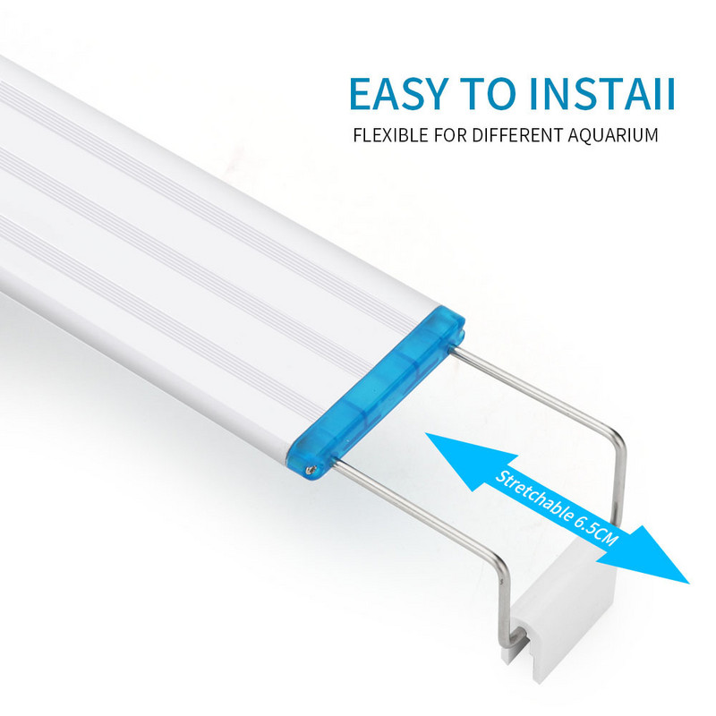 90-260 V-os akváriumi LED-es lámpa szupervékony akvárium vízinövény tájkép Növekvő világítás, 18-71 cm-es csíptetős lámpa akváriumhoz