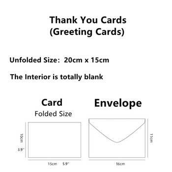6 бр. Благодарствени картички с пликове 10x15 см. Поздравителни картички с шарка на цветя за сватба, Baby Shower, подаръчни картички за дипломиране