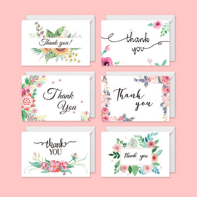 6db Borítékos Köszönetkártya 10x15cm Virágmintás üdvözlőlapok Esküvői Babazuhany Ballagási Ajándékkártyákhoz