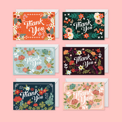 6db Borítékos Köszönetkártya 10x15cm Virágmintás üdvözlőlapok Esküvői Babazuhany Ballagási Ajándékkártyákhoz