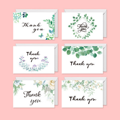 6db Borítékos Köszönetkártya 10x15cm Virágmintás üdvözlőlapok Esküvői Babazuhany Ballagási Ajándékkártyákhoz